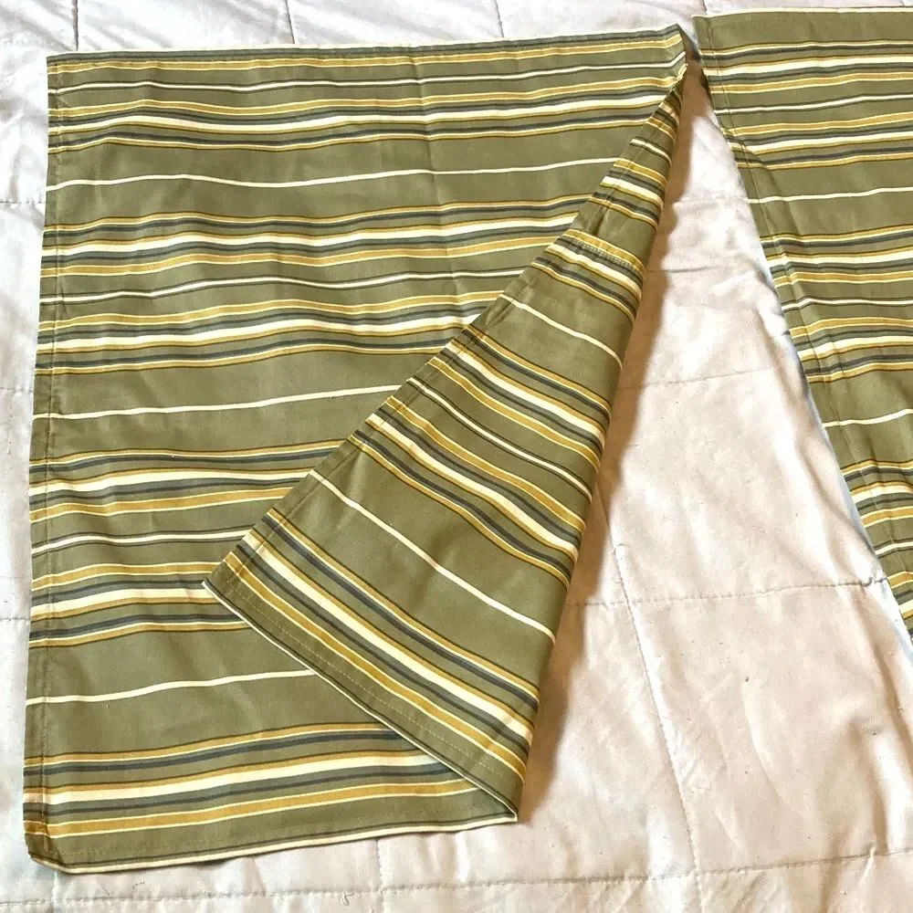 TOMMY BAHAMA Green Gray Cream Yellow Cotton Striped Standard Pillow Sham Pair